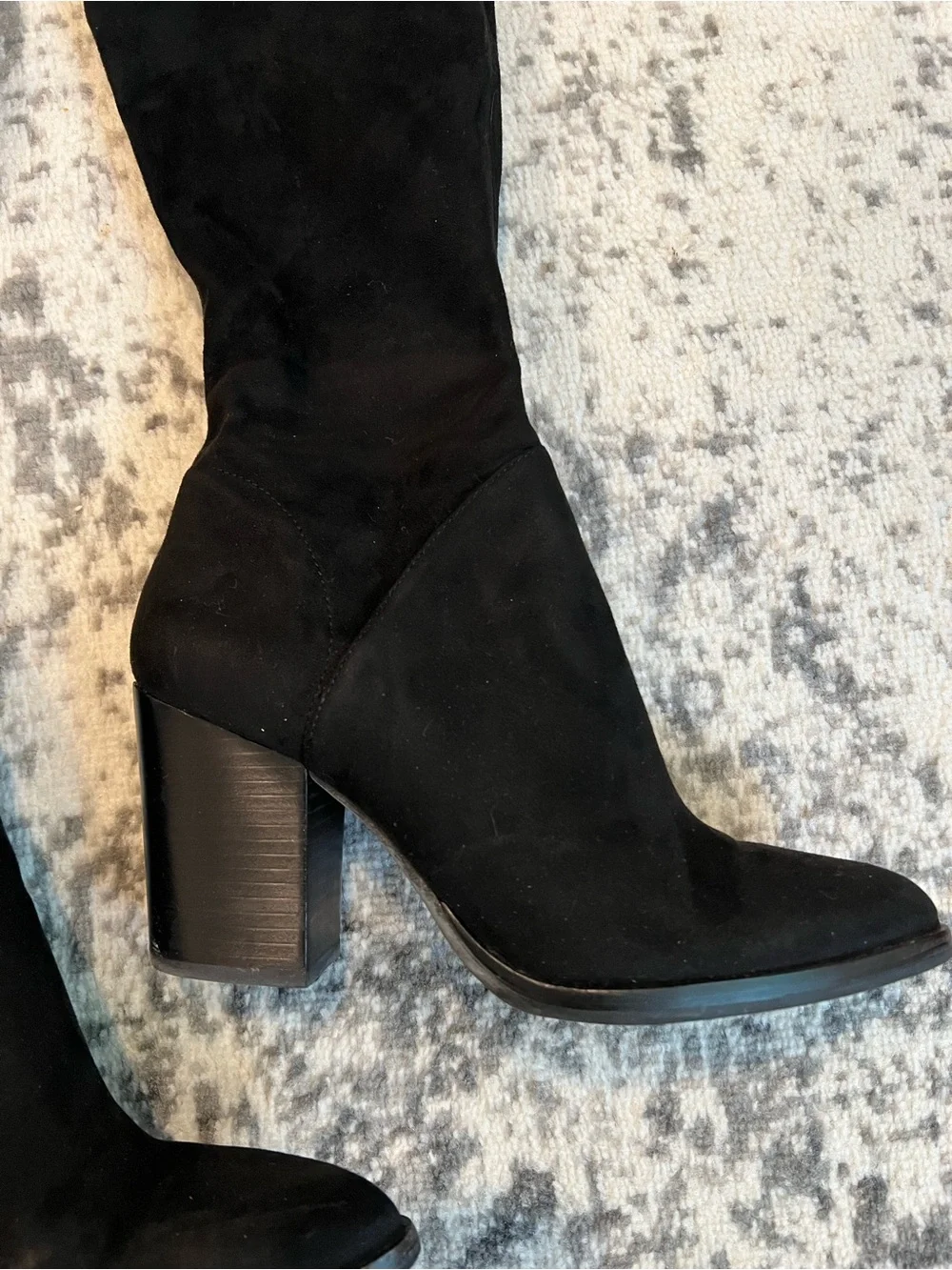 Marc Fisher Black Suede Over-the-Knee Block Heel Boots